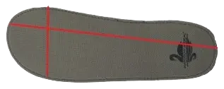 Insole showing length measured heel to toe and width across the widest part of the foot